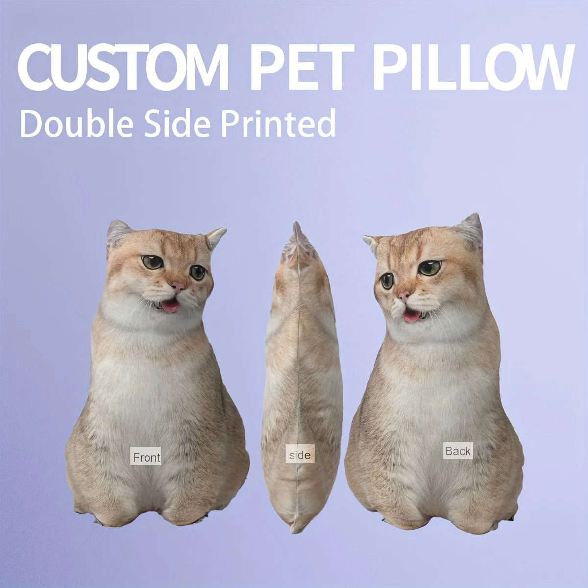 A customizable pet pillow, personalized 3D portrait plush toy for cats