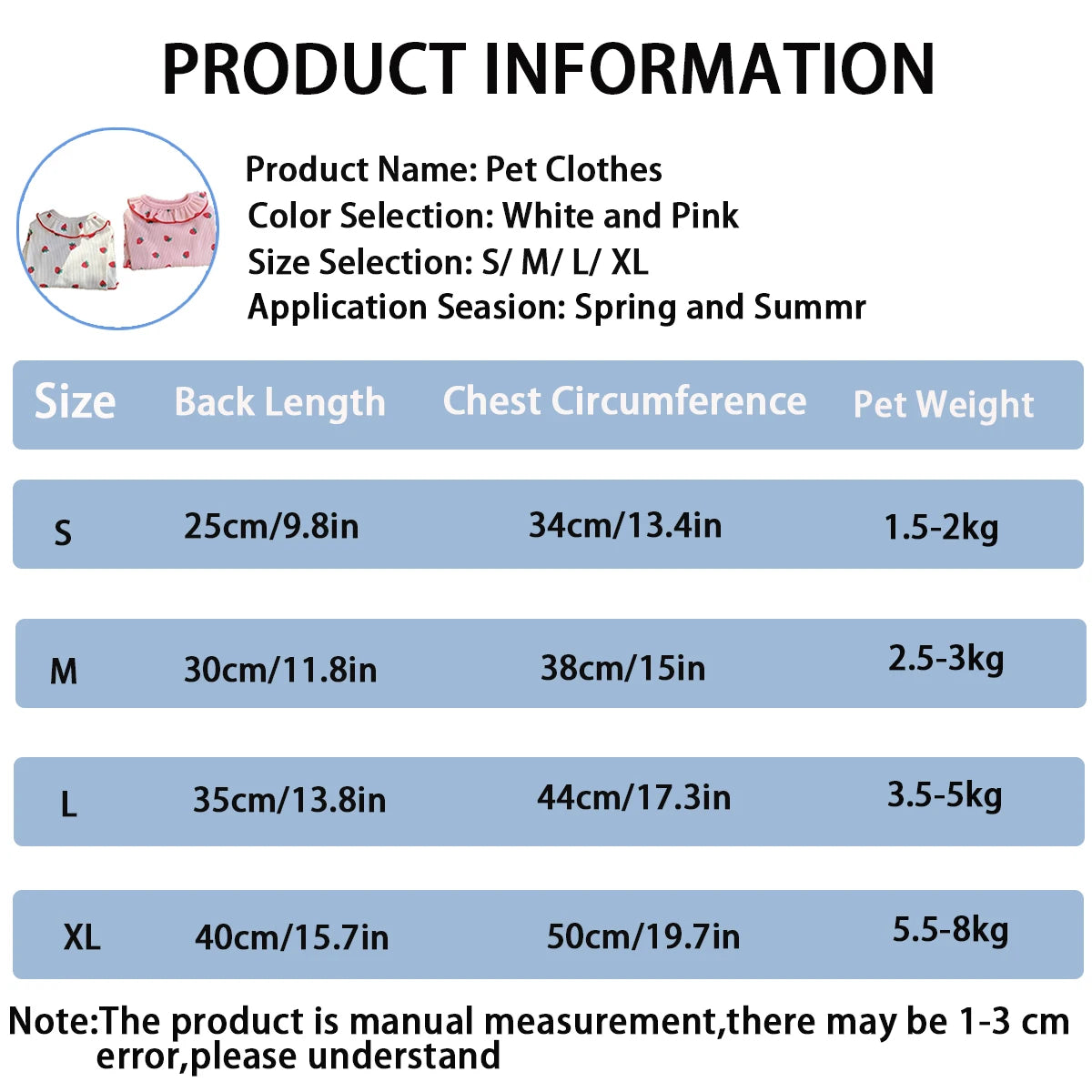 Strawberry Small Dog Clothes Summer Breathable Clothing for Cat Cute