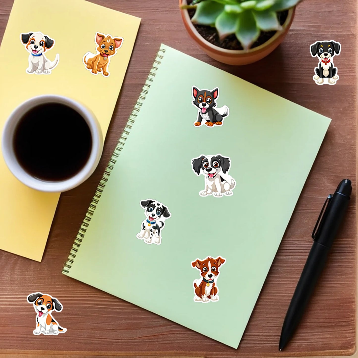 500Pcs/Roll Cute Pet Dogs Stickers 2.5cm/1.0'' 8 Designs Decals Diy