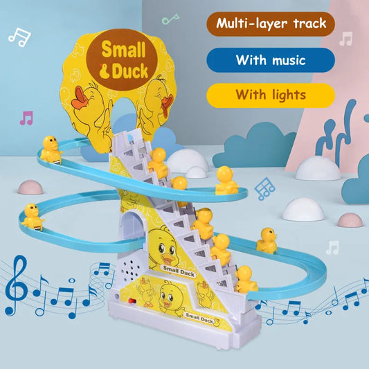 Climbing Stairs Track Toys Electric Duck DIY Rail Racing Track Roller