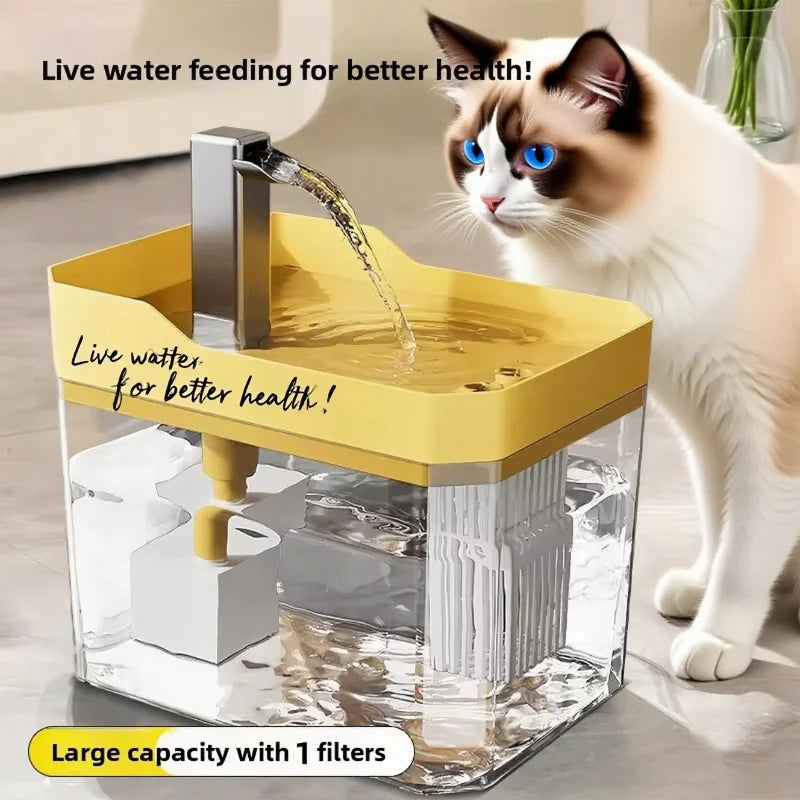 Cat Water Fountain Auto Filter USB Pet Drinking Dispenser Live Water