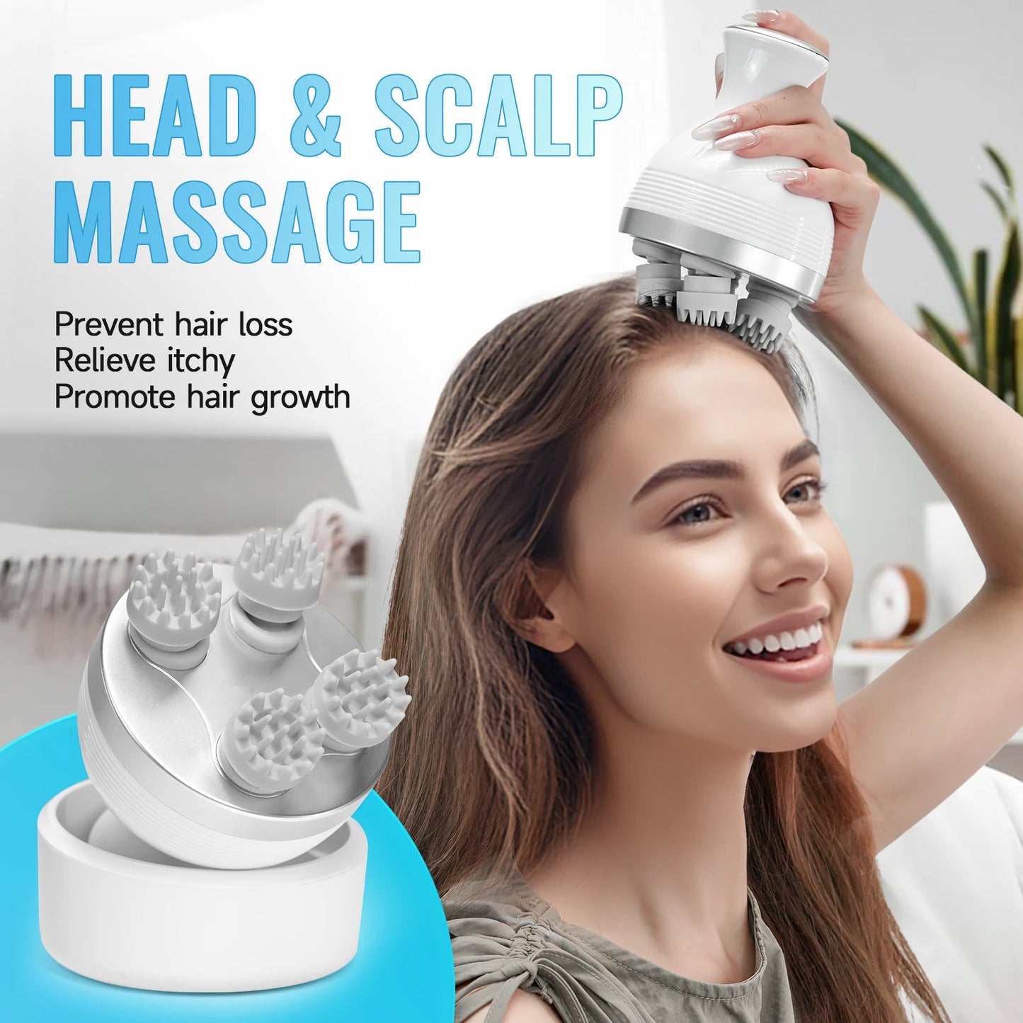 Electric Head Scalp Massager Body Massage Neck Deep Tissue 4 Kneading
