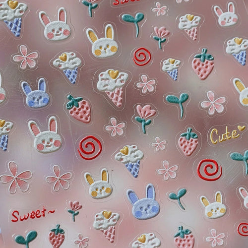 1 pc 5D Chinese style camellia nail sticker Vernal Equinox peach