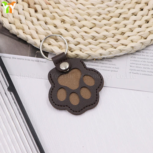Memorial Leather Pet Hair Storage Bag Cat Paw Keychain Multifunctional