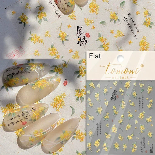 1piece 5Dcute tulip flower nail stickers high quality self-adhesive