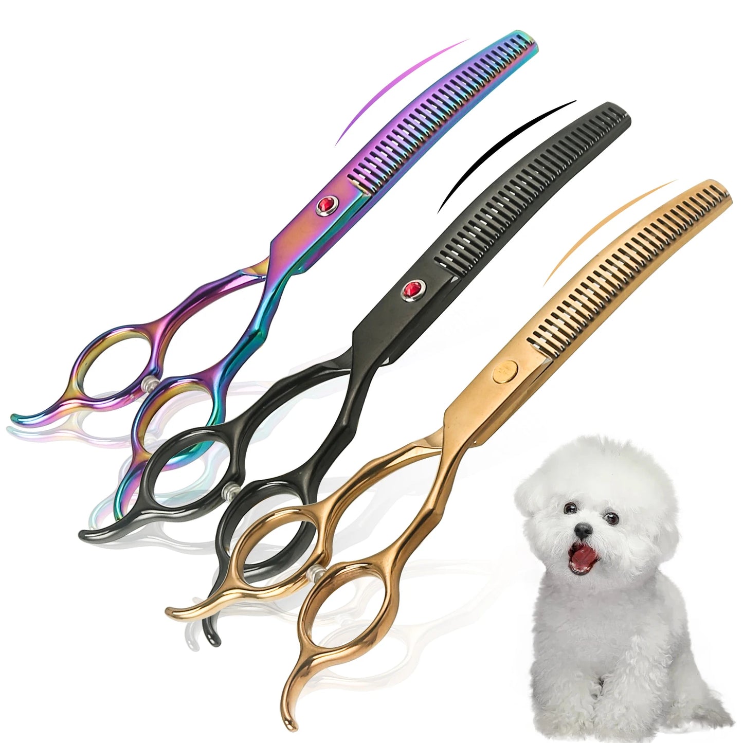 Double-Tailed Curved Scissors for Trimming Dog Fur Beautifully