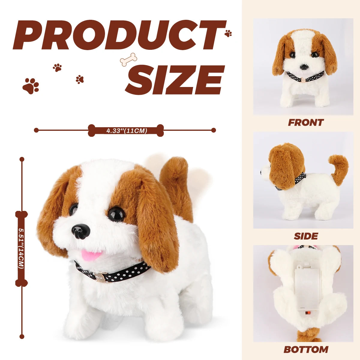 1Pc Electric Plush Simulation Dog Teddy Puppy Walking Sound Nodding