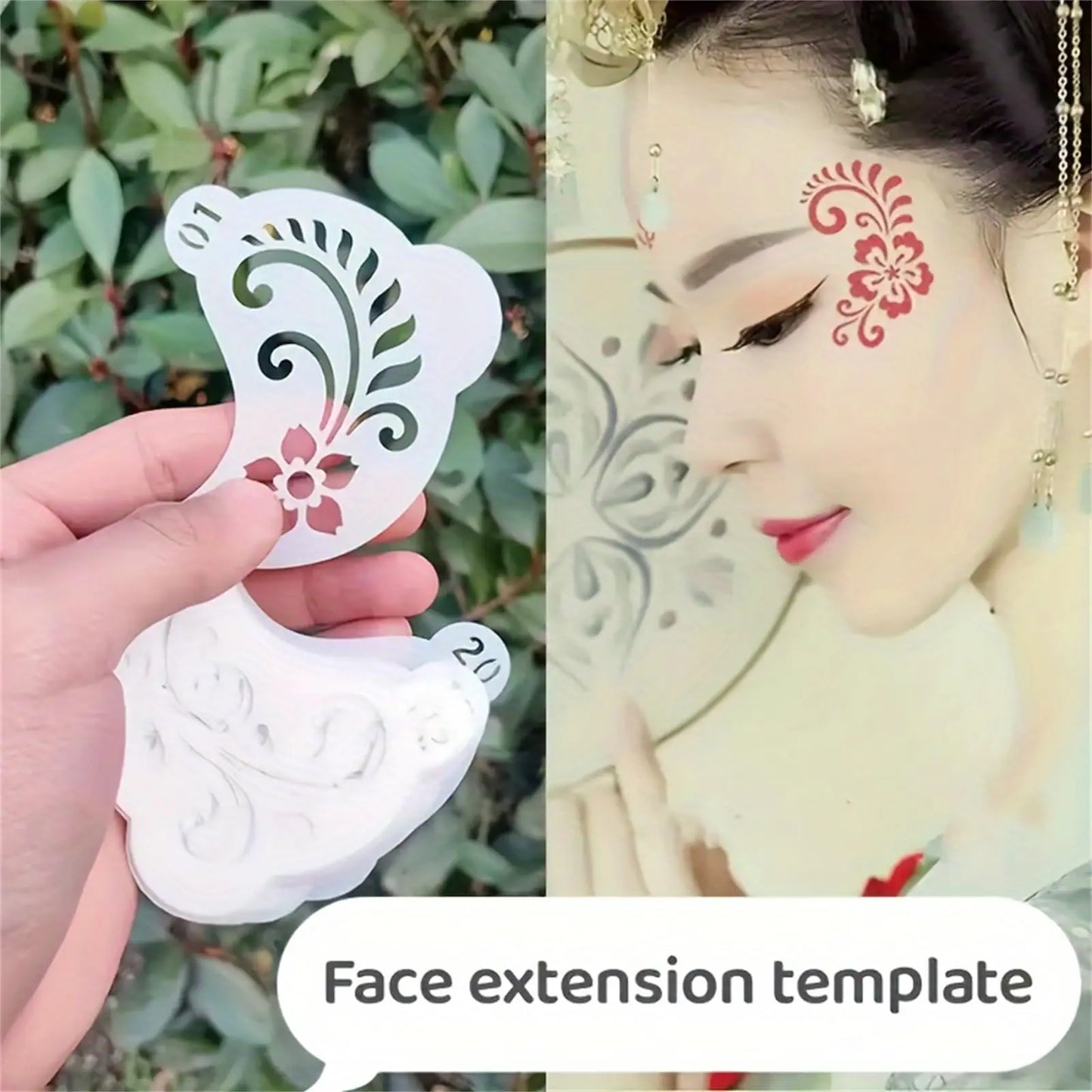20Pcs Reusable Face Painting Stencils - Durable Pet Plastic, Washable