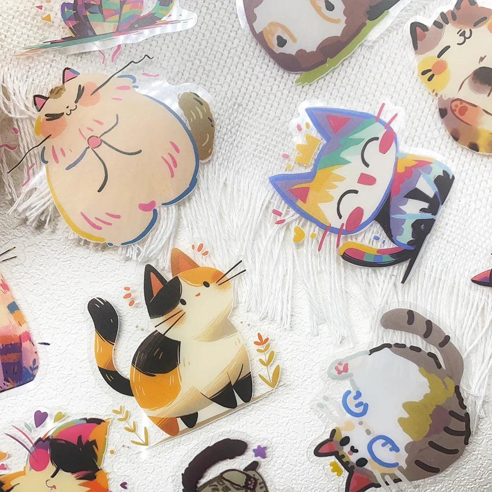 50pcs Cartoon Cute Cats PET Stickers Decals For Phone Laptop Notebook