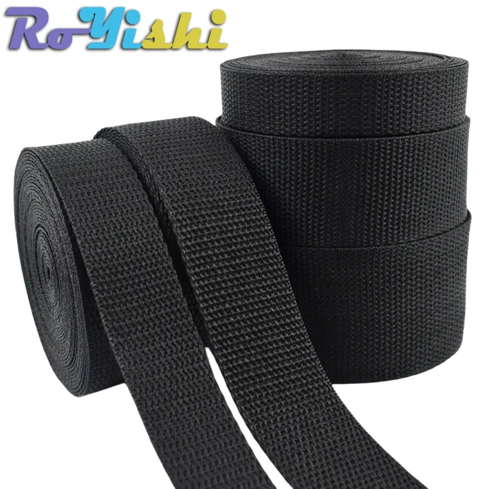5 Yards 10-50mm Black Nylon Webbing Tape Backpack Strap Pet Collar