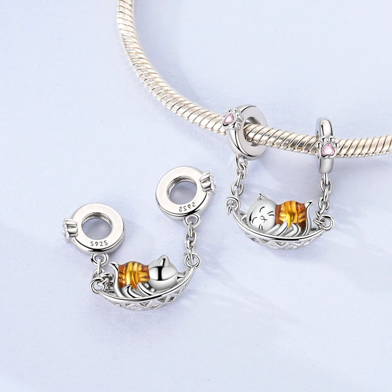 New 925 Sterling Silver Charm Beads Dog Cat Pets Pendant Fit Original