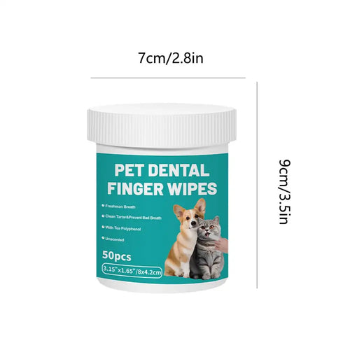 50pcs Pet Teeth Cleaning Wipes Dental Finger Wipes Disposable Gentle