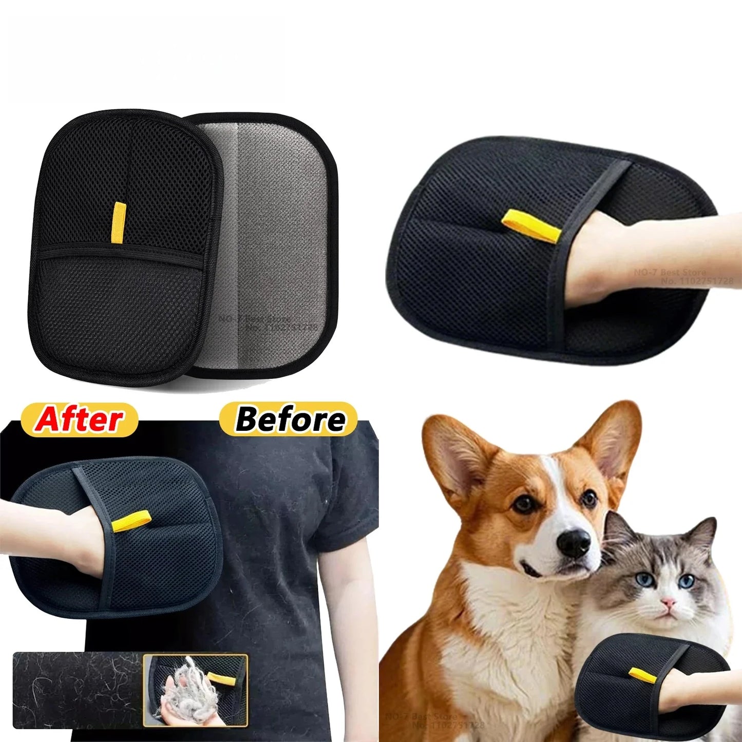 Pet Hair Removal Tool Reusable Static Removal Gloves, Double-Sided