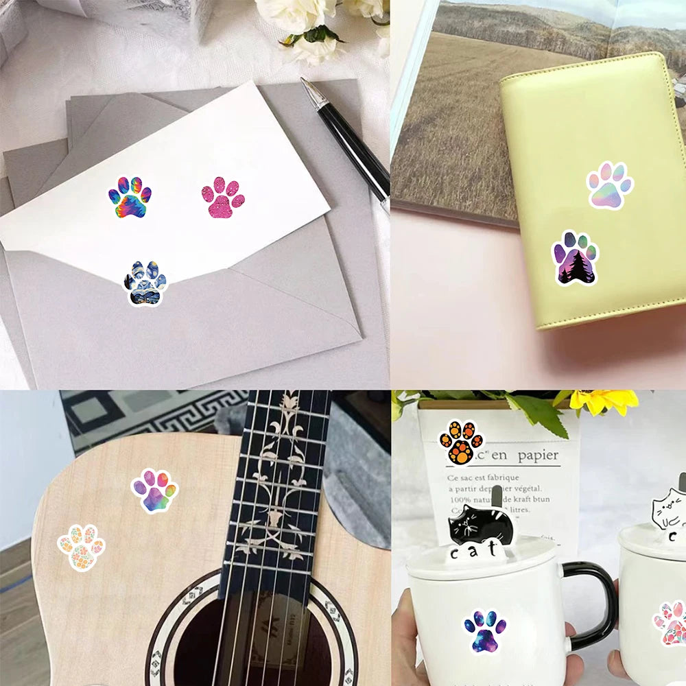 500PCS Puppy Pet Dog Paw Stickers Adorable Puppy Dog Paw Print