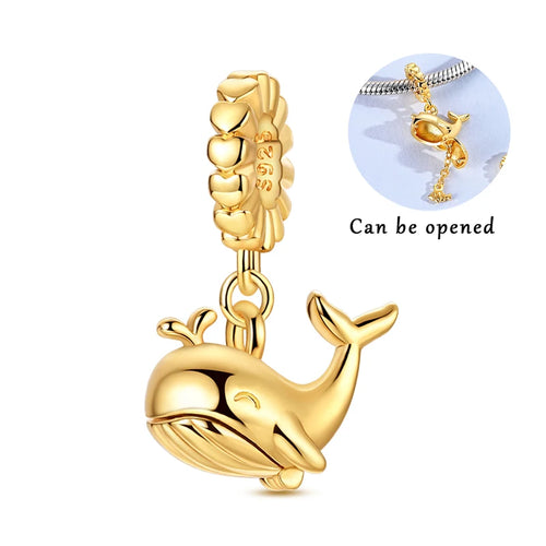 Hot 925 Sterling Silver Gold Charm Bead Pendant Cat Dog Pet Animal