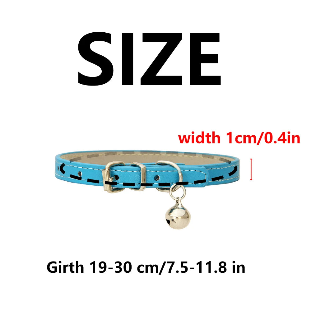 Adjustable PU Leather Cat Collar - Durable, Stylish Pet Collar with