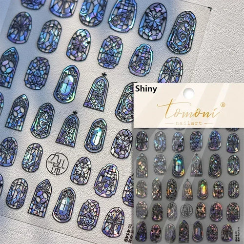 1piece 5D glass fragment nail sticker high quality stained glass