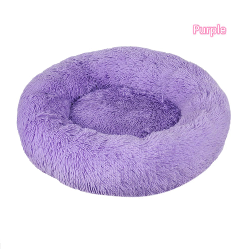 Super Soft Pet Cat Bed Plush Full Size Washable Calm Bed Donut Bed