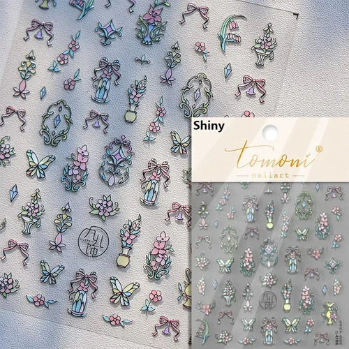 1piece 5Dcute tulip flower nail stickers high quality self-adhesive