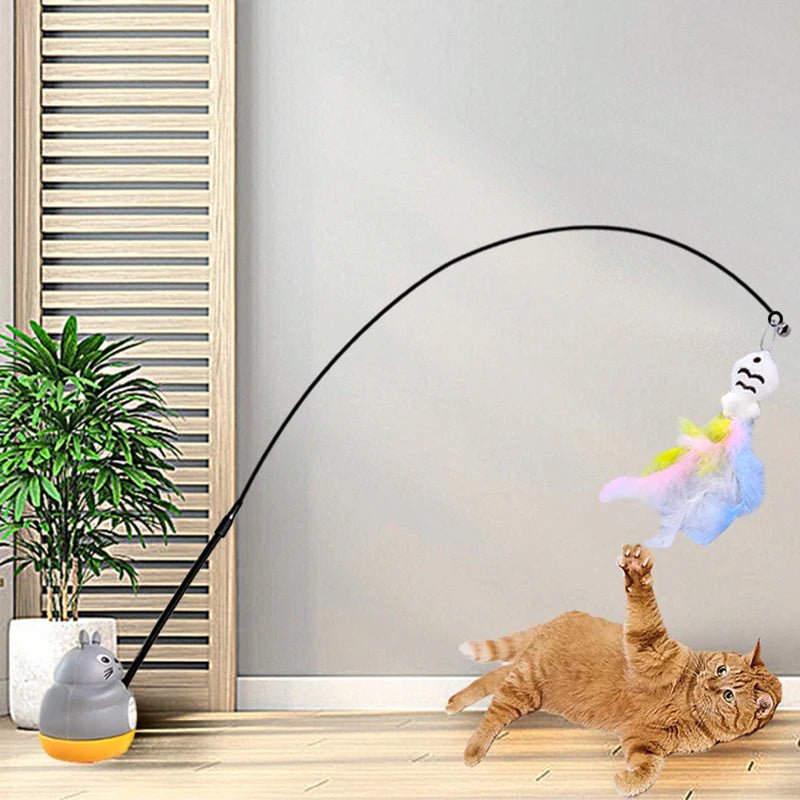 Chinchilla cat funny cat stick steel wire long pole feather cute cat