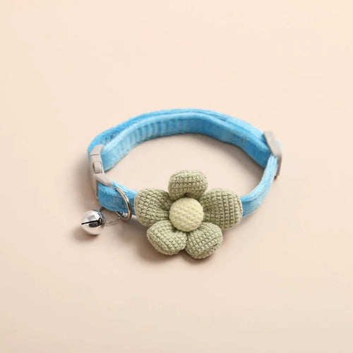 1Pc Cat Collar with Cute Flower  Adjustable Buckle Cat Collar Bell
