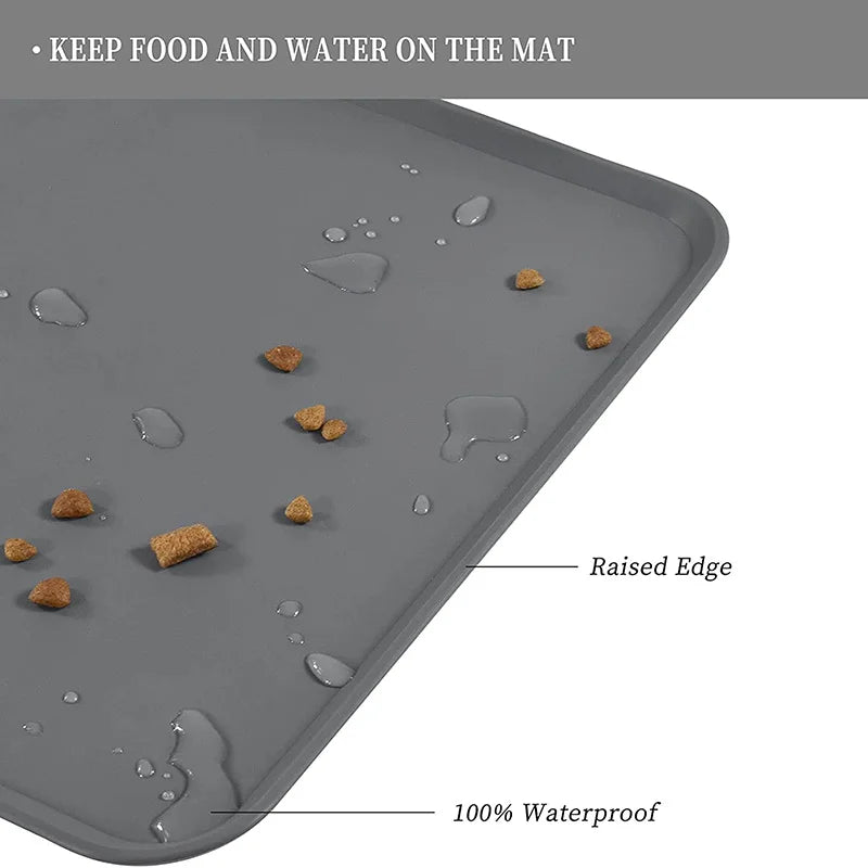 Pet Bowl Food Mat Silicone Dog Cat Feeding Mat Non-Stick Waterproof