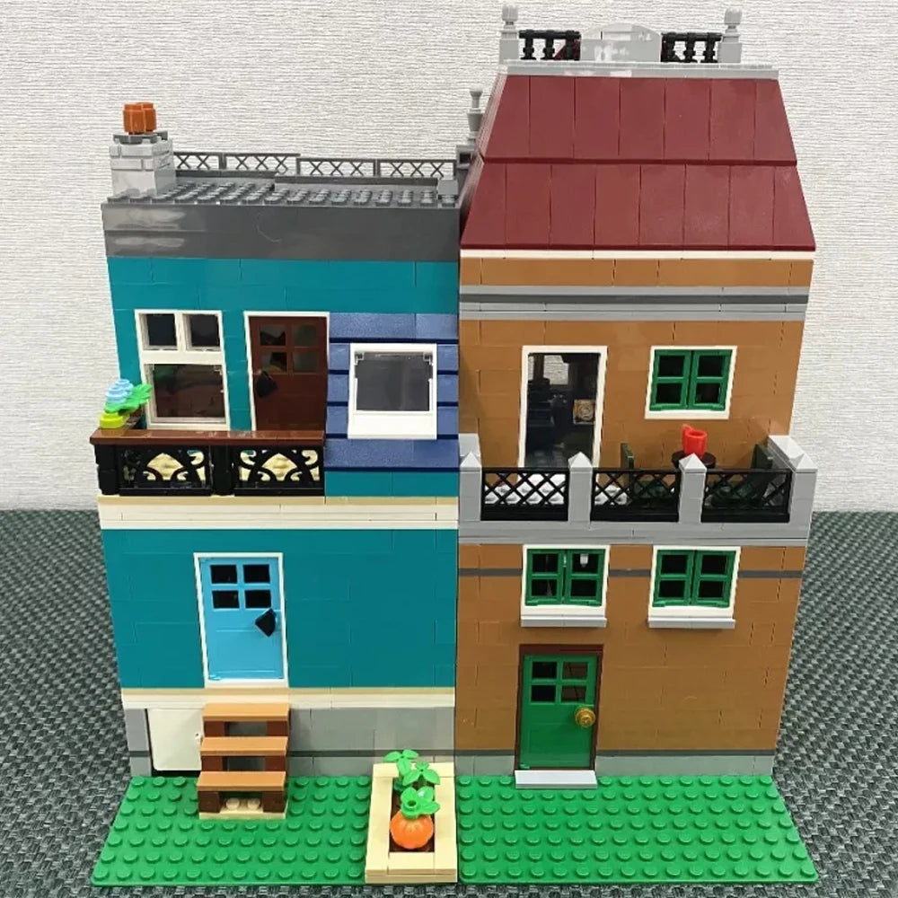 Creative Expert Bricks Bank Cafe Corner MOC Street View City Model