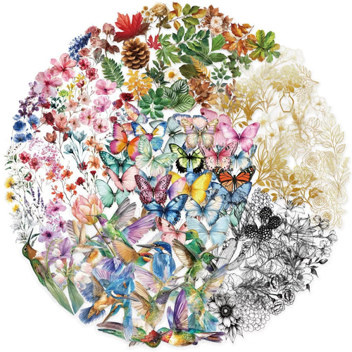 50/300PCS Ink Flower Sticker Pack Waterproof Transparent PET Brochure