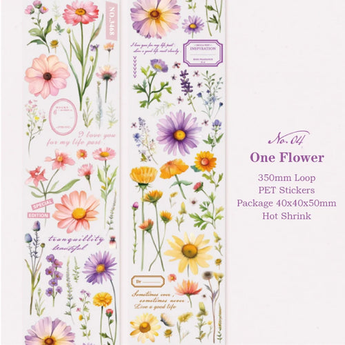 Yoofun 5x200cm Creative Flower PET Tape for Collage Junk Journal