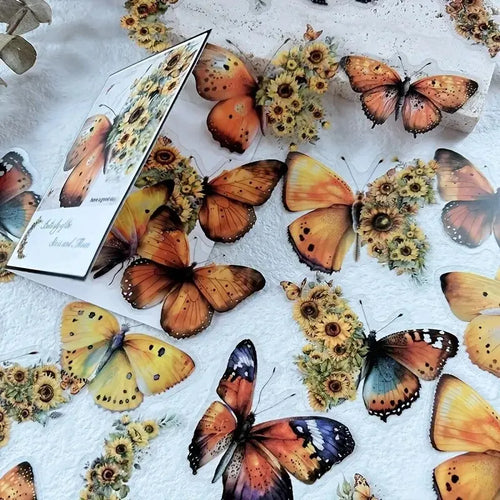 30 PCs Butterfly Flower Themed DIY Decorative Stickers Pack Decorative