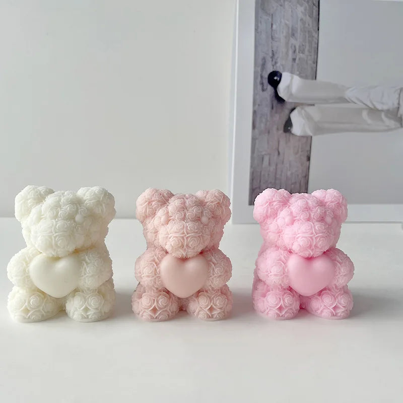 3D Bear Hug Love Silicone Candle Molds Diy Cute Bear Pet Candle Making
