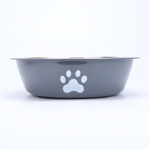 New stainless steel dog basin paw print pet supplies cat bowl dog bowl