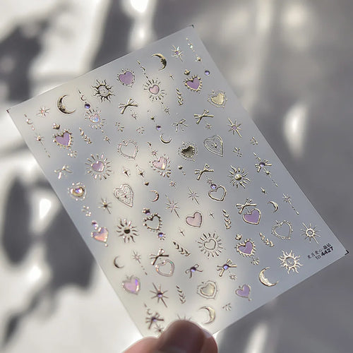 1Sheet Luxury Crystal diamond Nail Charms Stickers Lace Bow Self