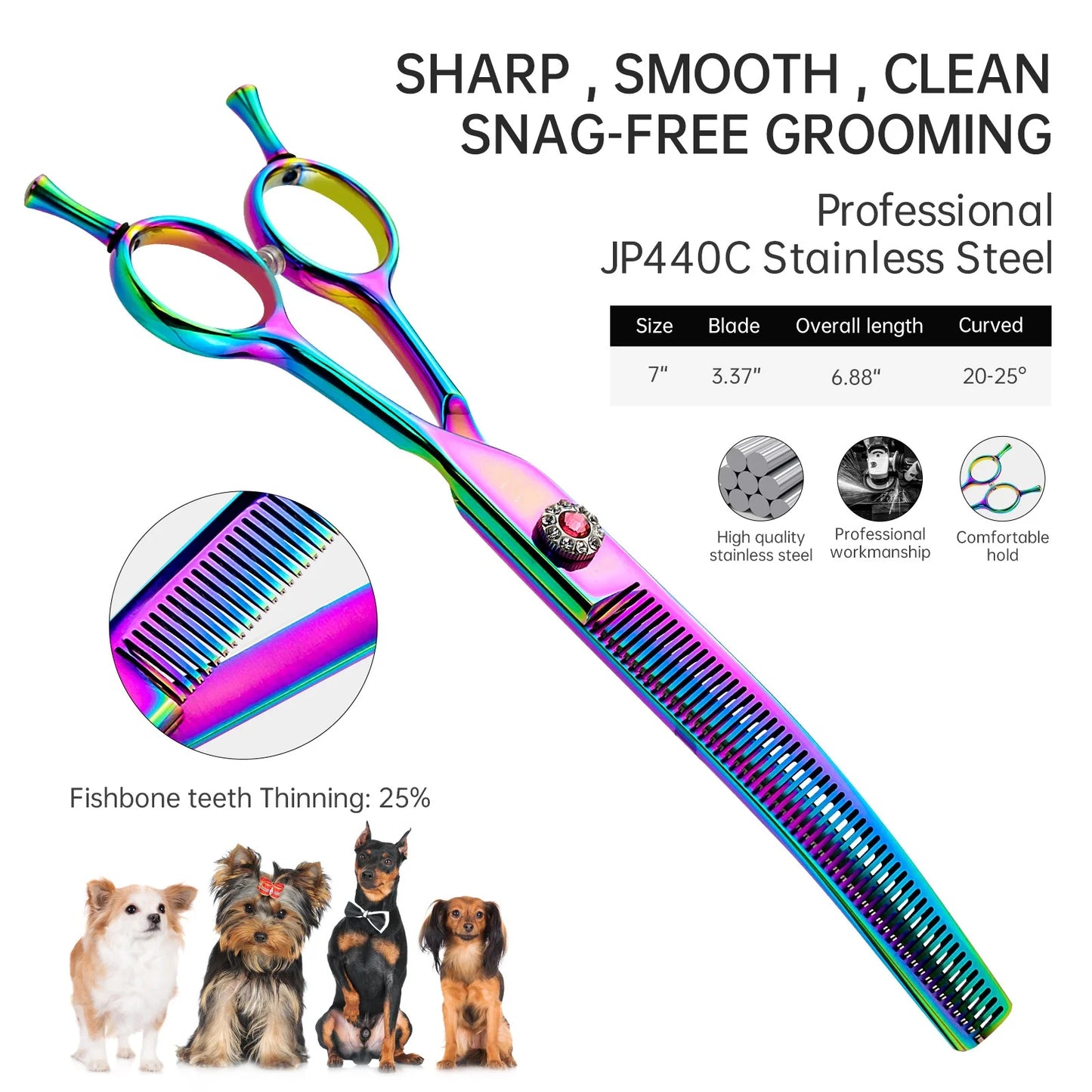 7 inch Dog Hair Trimming Scissors,Pet Grooming Curved Scissors ,Dog