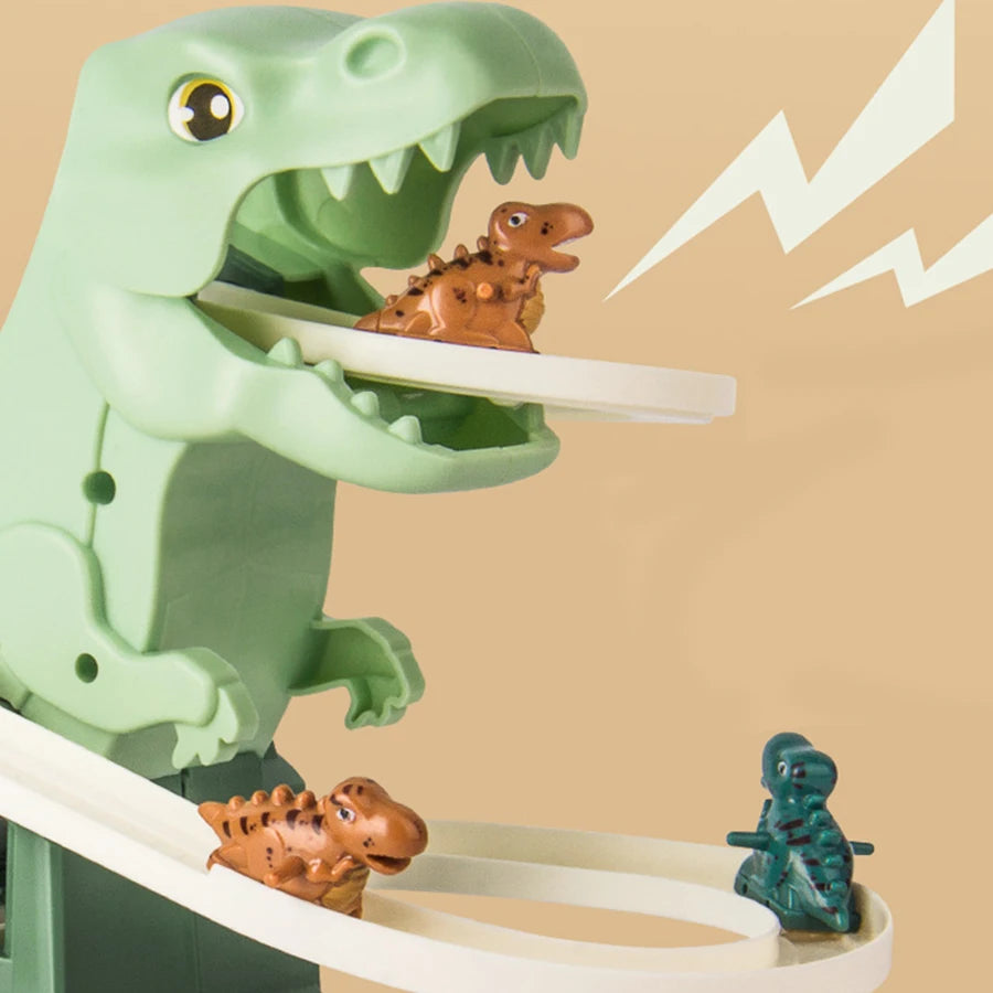 Dinosaur climbing slide music toy with 3 dinosaurs, puzzle fun