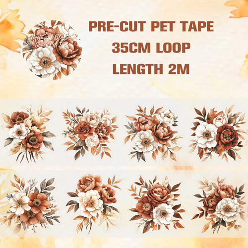 50mm*2m Vintage Floral Tape Self-Adhesive Scrapbooking PET Material