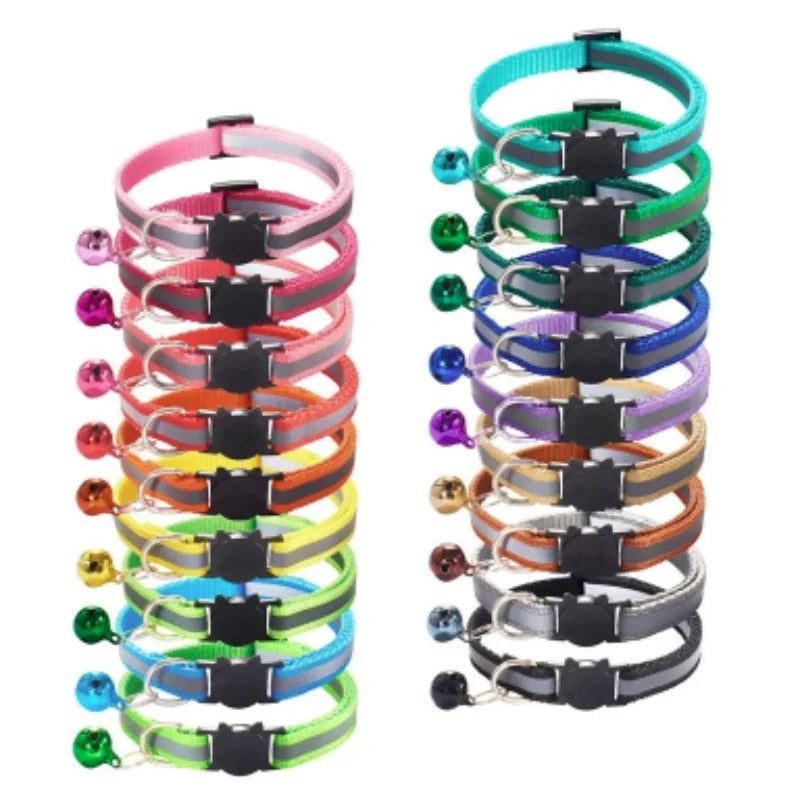 Adjustable Reflective Breakaway Cat Collar with Bell Safety Elastic