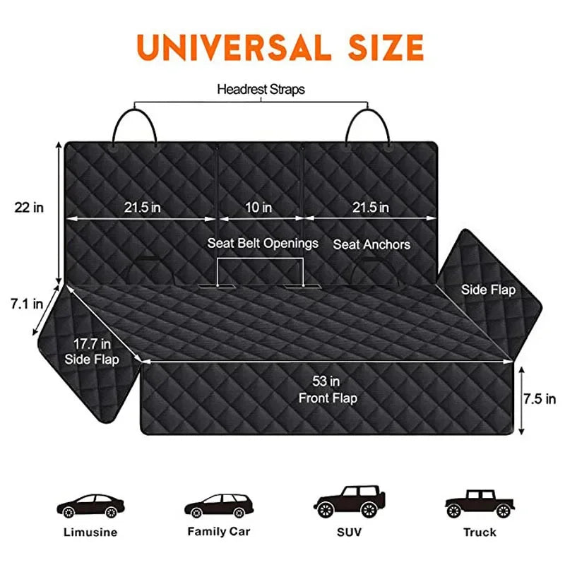 Car Dog Seat Cover for Back Seat Waterproof Auto Rear Pet Seat