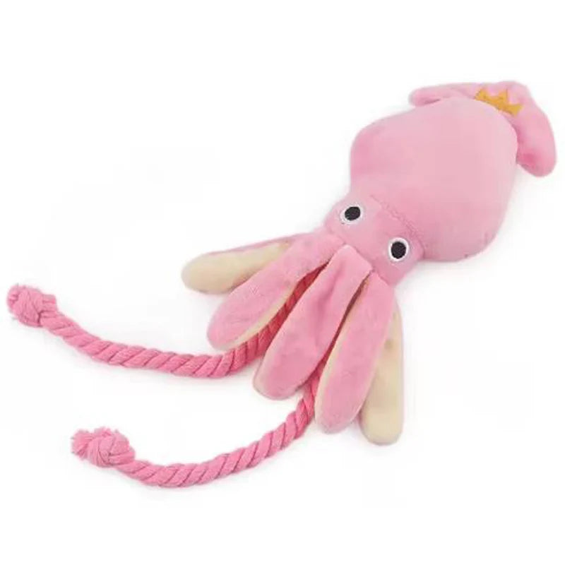 Dog toys; cat toys; sound-emitting cotton rope octopus; durable chew