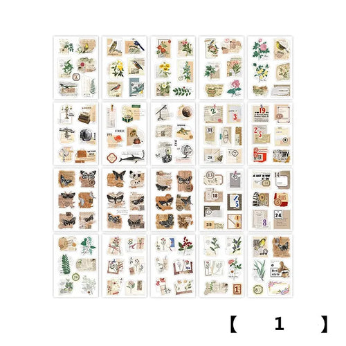 4 Design PET Vintage Sticker Book Literary Plant Stamp Labels Rich