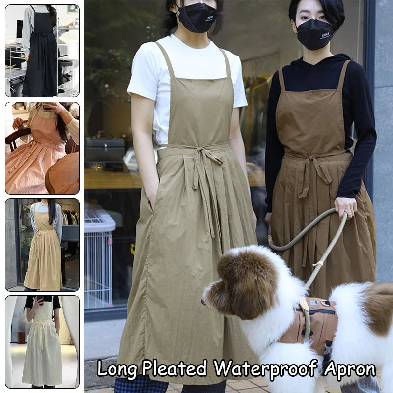 Long Lightweight Waterproof Apron with Pockets for Beauty Salon Nail
