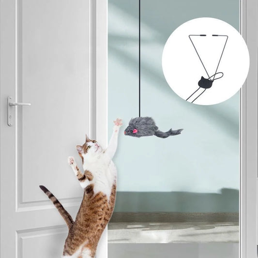 Hanging door mouse teasing cat stick elastic clip door swing hanging