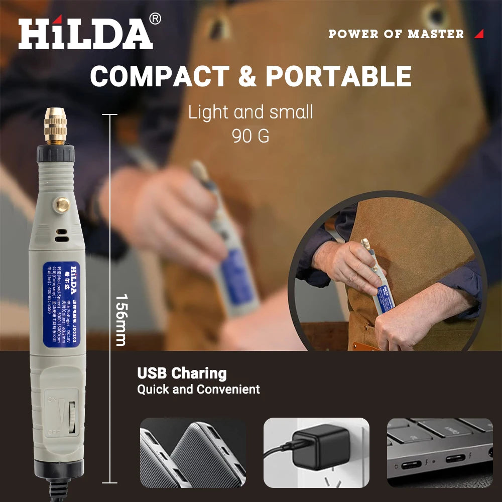 HILDA 18V Engraving Pen Mini Drill Rotary Tool With Grinding