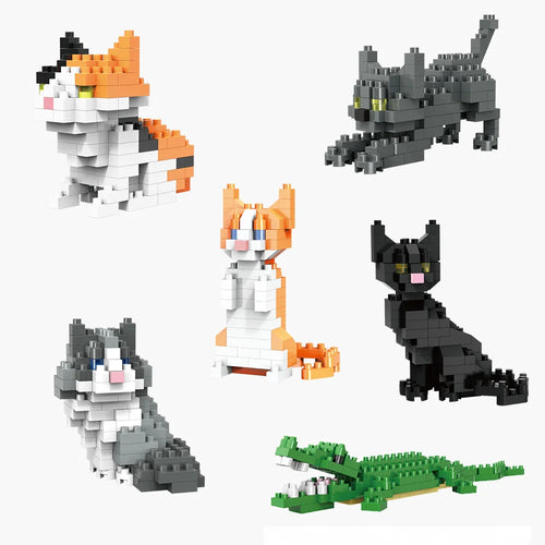 Micro Mini Building Blocks Flower Cat Model, Cute DIY Construction