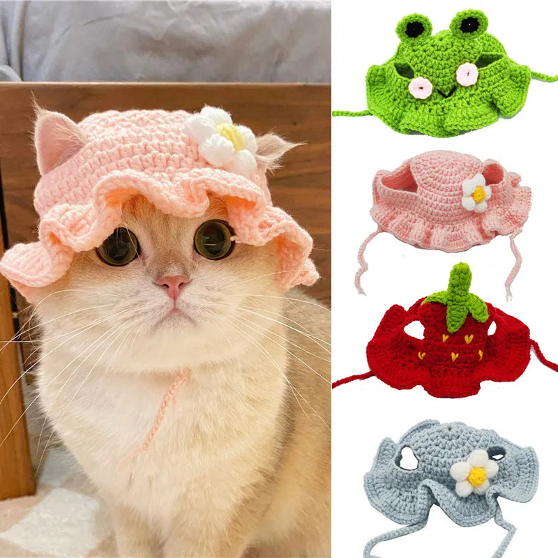 Autumn Winter Cat Hat Elastic Cute Refined Pet Hat Puppy Kittens