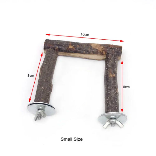 Natural Wood Pet Parrot Raw Wood Fork Tree Branch Stand Rack Squirrel