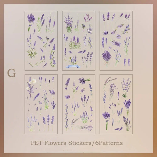 6pcs/pack Transparent  Flowers Plants PET Decorative Stickers Diary