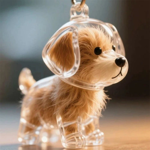 Cute Clear Puppy Hair Memorial DIY Pendant Keychain Decor Keepsake