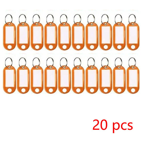 100 PCS KeyChain Labelable Plastic DIY Name Ring for Baggage Paper