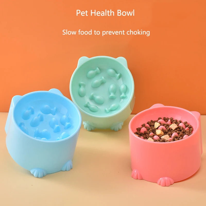 Cat slow food bowl small cat and dog anti-choking bowl neck protection
